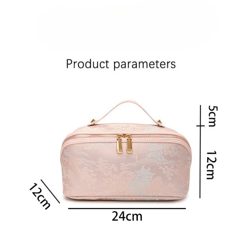 Chinese Style Embroidered Makeup Bag for Women, New Ins Large Capacity Commuting Storage Bag, Home High-end Handheld Wash Bag Zpaxo