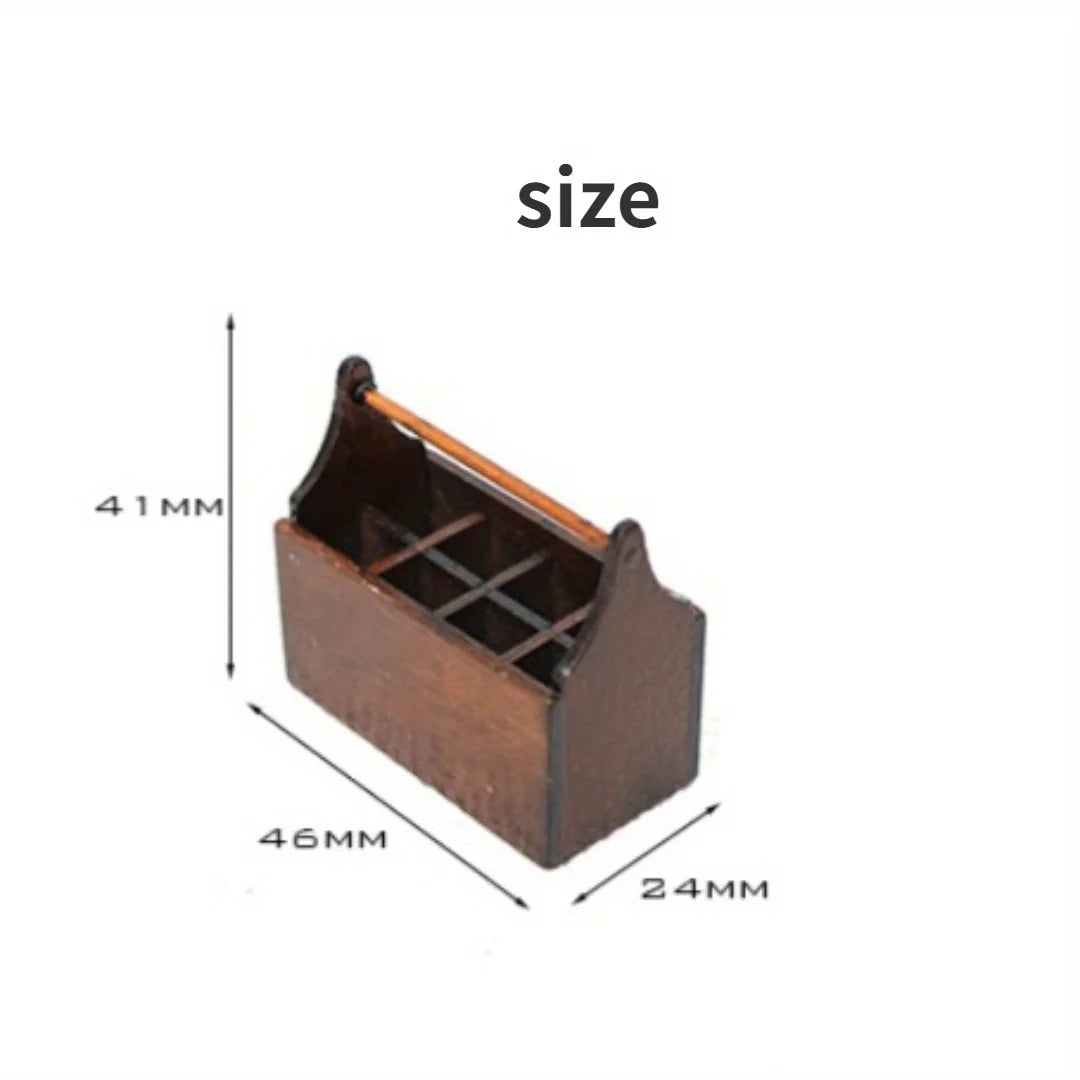 9-Piece 1:12 Dollhouse Miniature Toolbox Set – Handmade Wood Tools Dollhouse Miniature Set Zpaxo