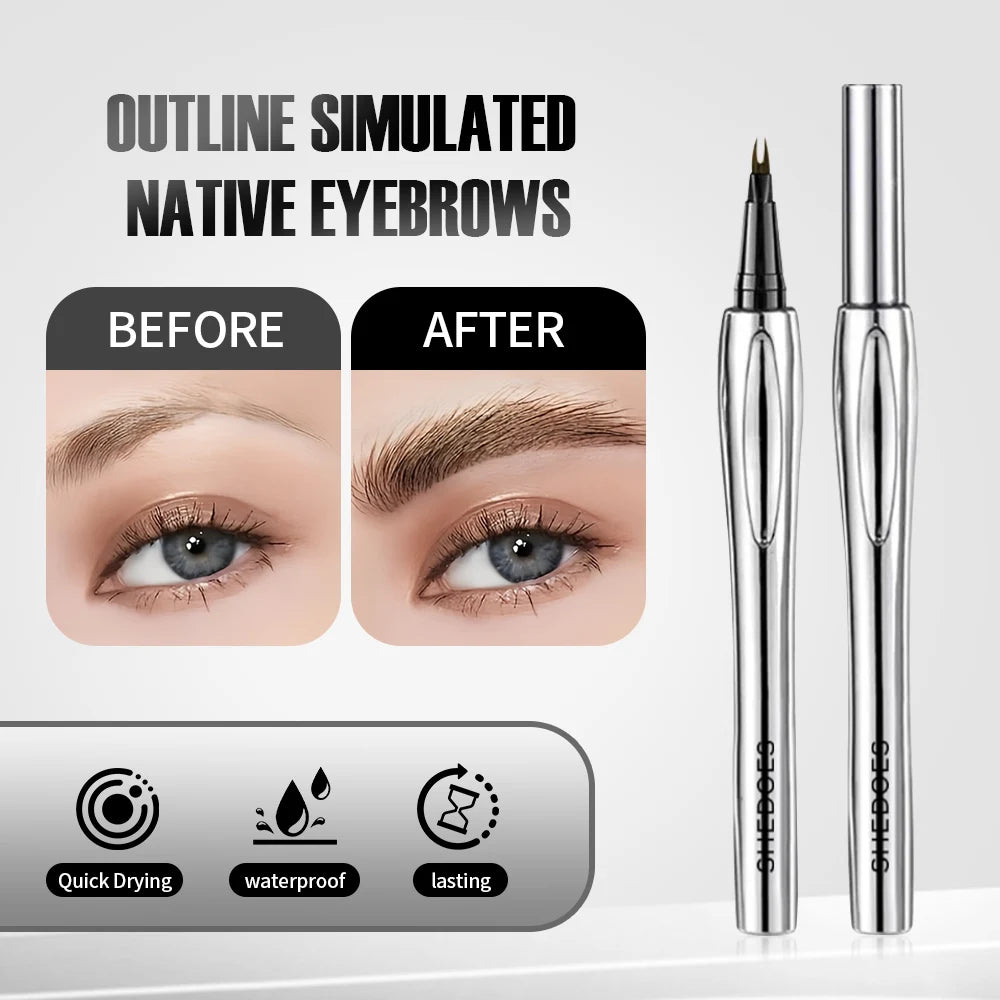 Fine Pointed Eyebrow Pencil Smooth Easy Control Durable Waterproof Zpaxo