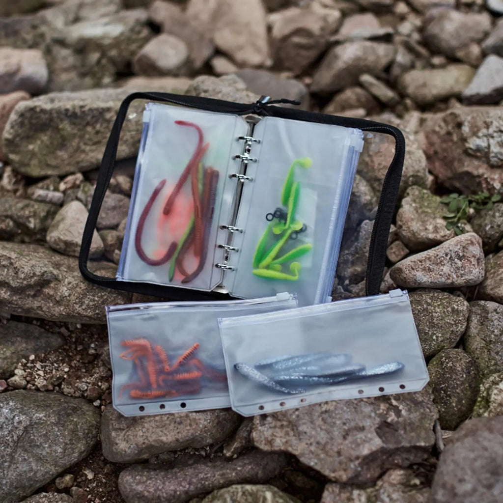 Fishing Bait Bag 10-Page Pvc Ring-Binder Clear Lure Organizer Fishing Tackle Holder for Boat Beach Shore Lake River Pond Zpaxo