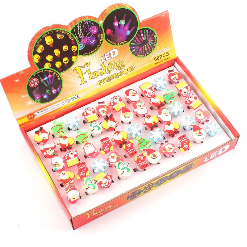 LED Christmas Party Favor Rings Glowing Finger Ring Cute Cartoon