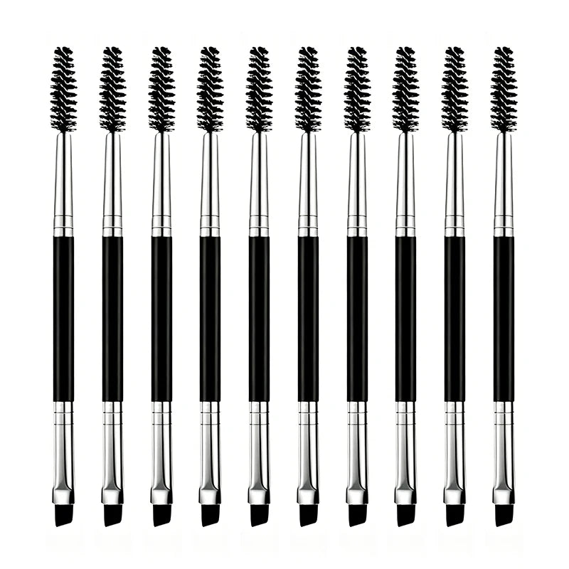 1/10pcs Soft Makeup Brushes Double Head Spiral Eyelash Eyebrow Brush Outline Blade Eyeliner Brush Multi-functional Makeup Tools Zpaxo Black-10pcs