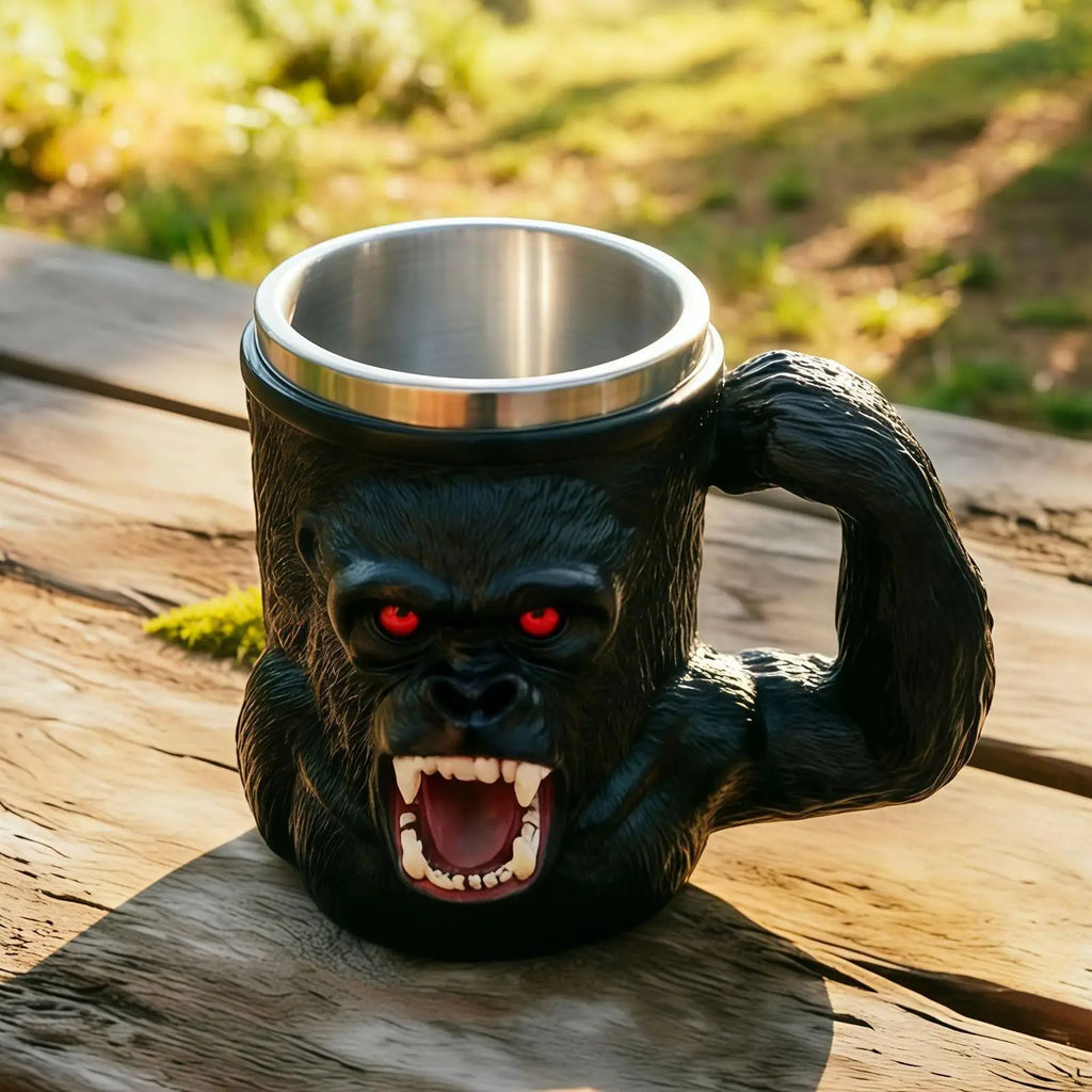 Monkey Mug Resin Stainless Steel Red-eyed Cup Handle Novelty Coffee