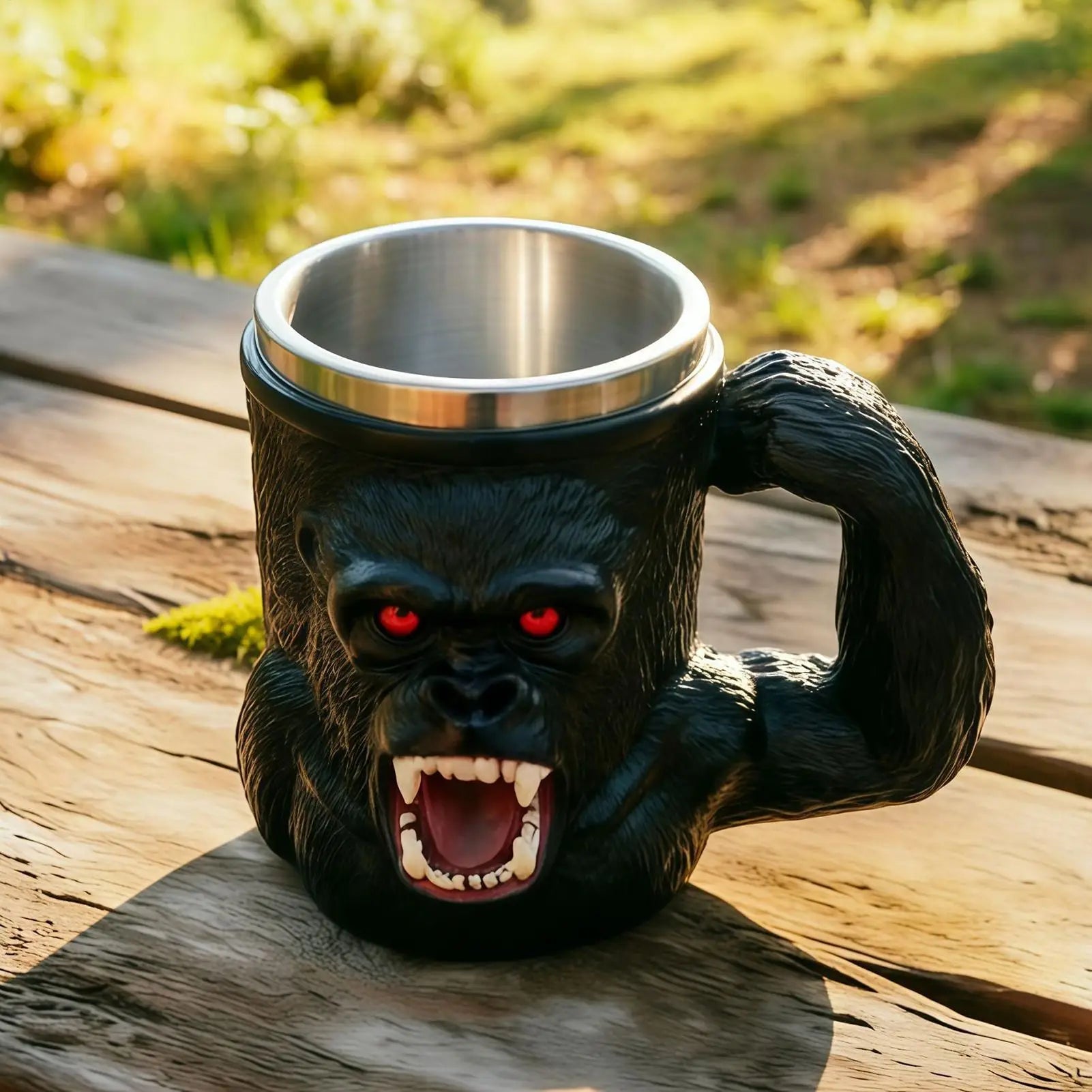 Monkey Mug Resin Stainless Steel Red-eyed Cup Handle Novelty Coffee