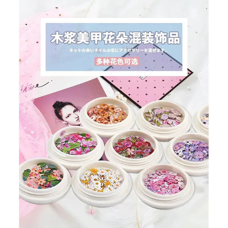 Dried Flower Nail Art Decorations – 50pcs Mixed Floral Set