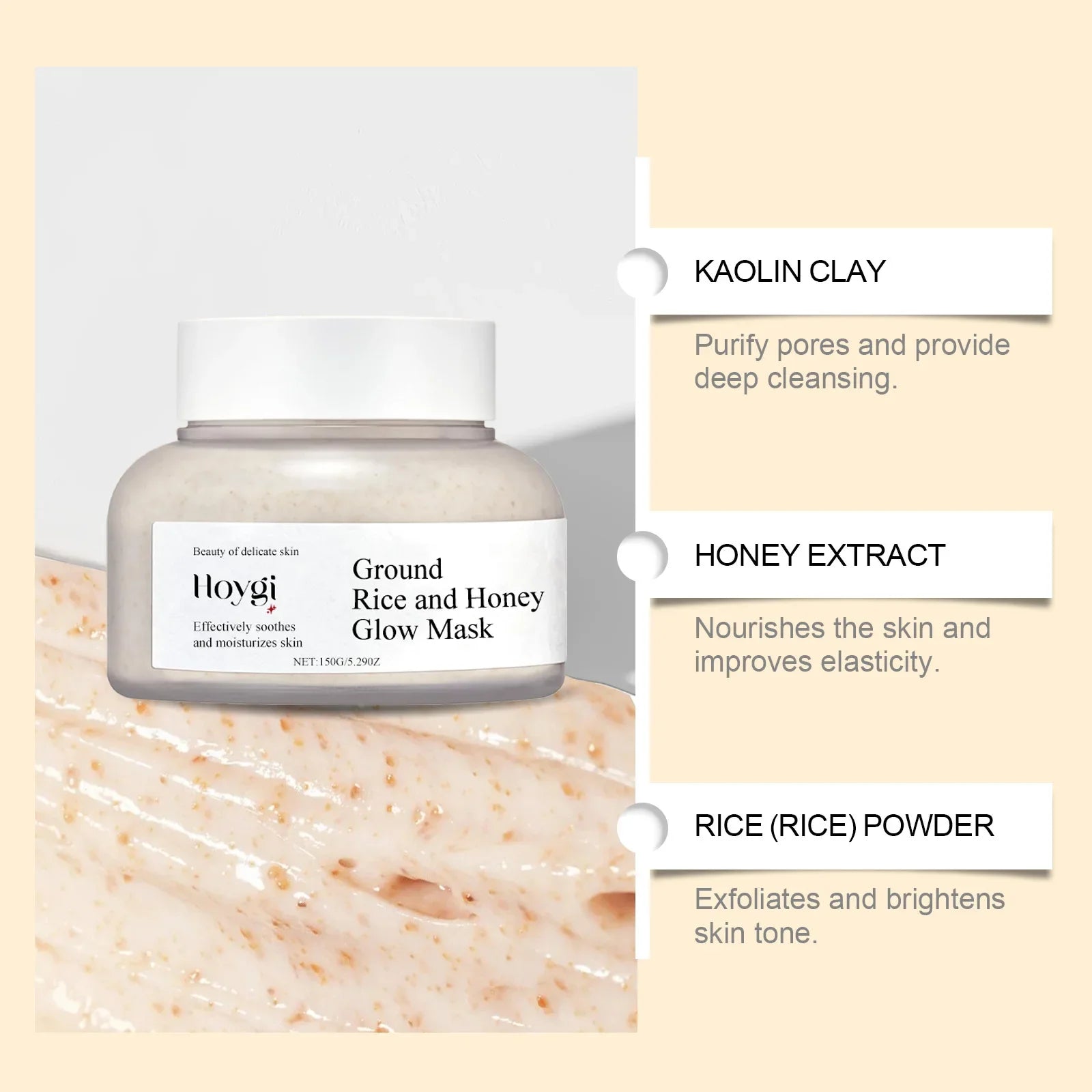 Hoygi Rice & Honey Face Mask – Hydrating, Brightening, Pore Minimizing Hydrating Face Mask Zpaxo