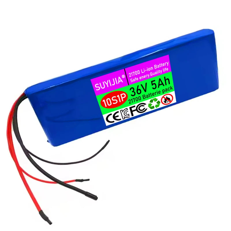 New 21700 Li-ion Battery Pack 36V 5Ah 10S1P Rechargeable Lithium-ion Battery Built-in 20A BMS for 250W-500W Electric Scooter Zpaxo