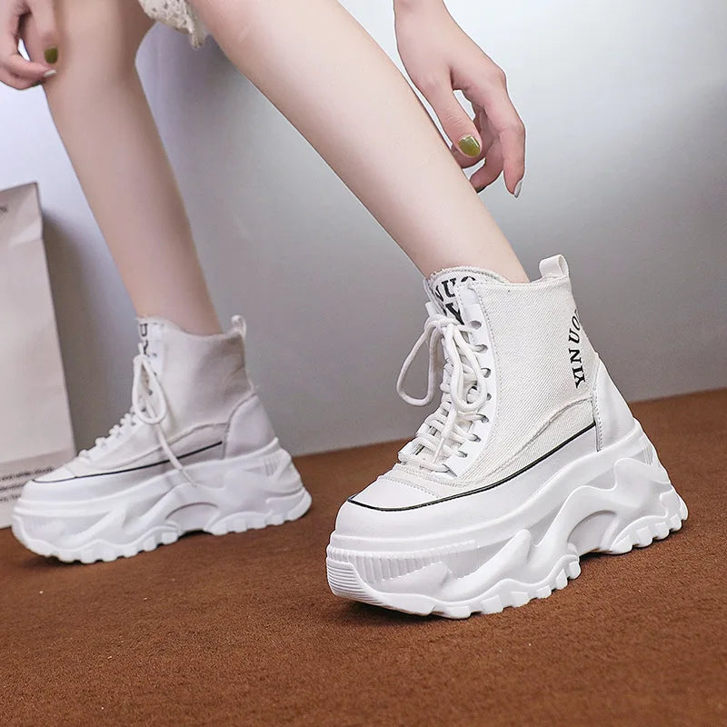 Fashion Chunky Platform Motorcycle Boots Women Autumn Winter Thick Zpaxo