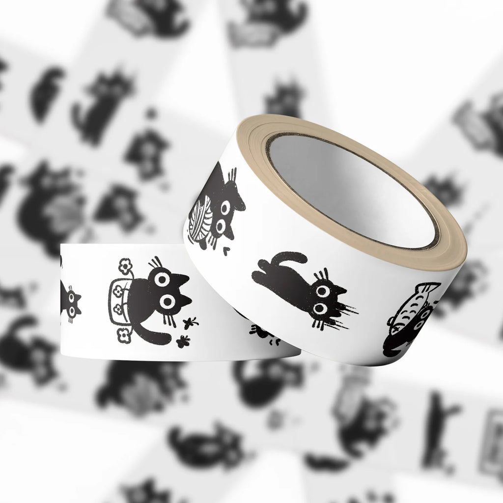 500PCS/Roll Cartoon Black Cat Graffiti Roll Stickers Pack Gift Sealing Stickers Decorative Luggage Notebook Waterproof Sticker Zpaxo