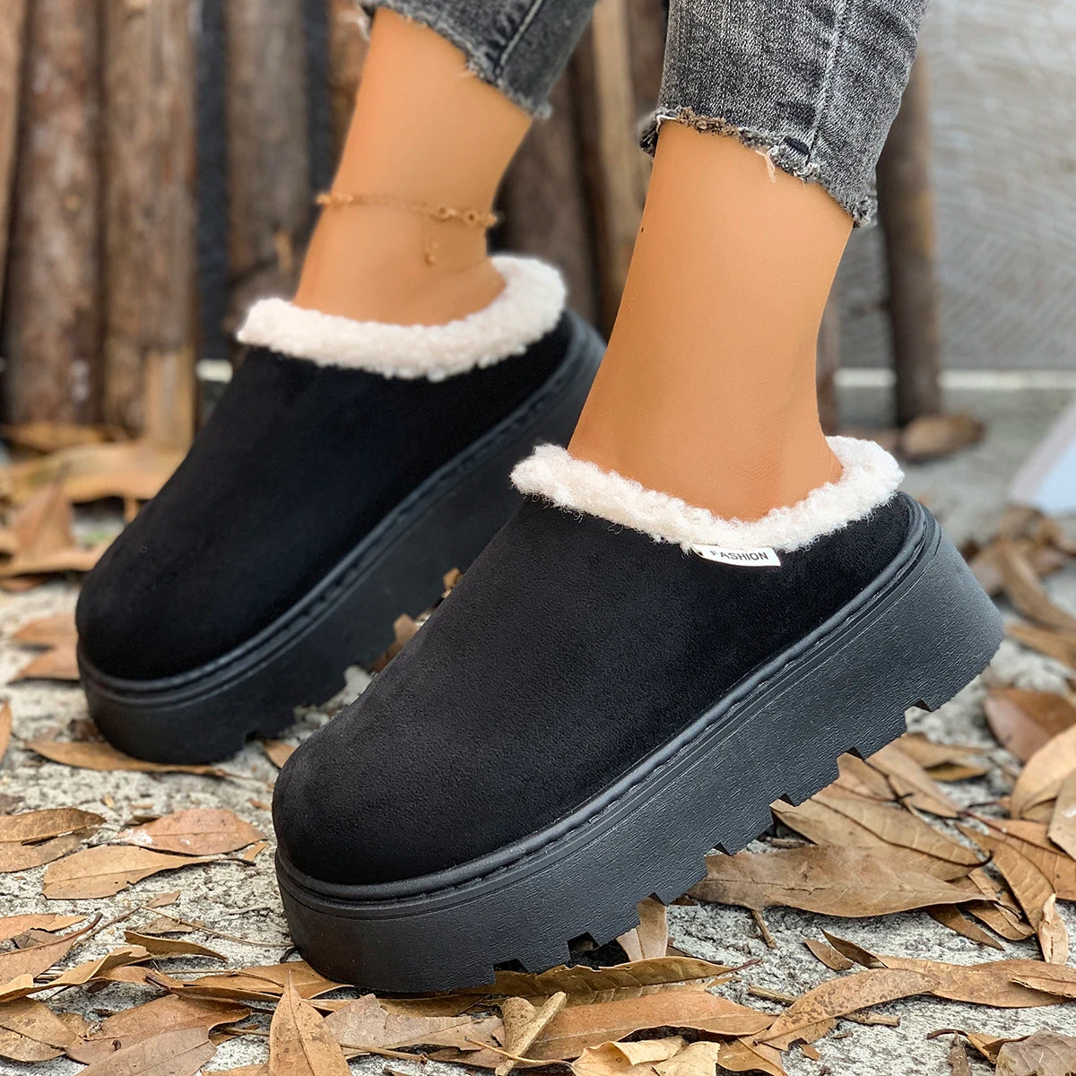 Women Platform Boots 2025 New Comfortable Luxury Fashion Ankle Boots Women Casual Thickened Fluff Shoes Woman Zapatos De Mujer Zpaxo