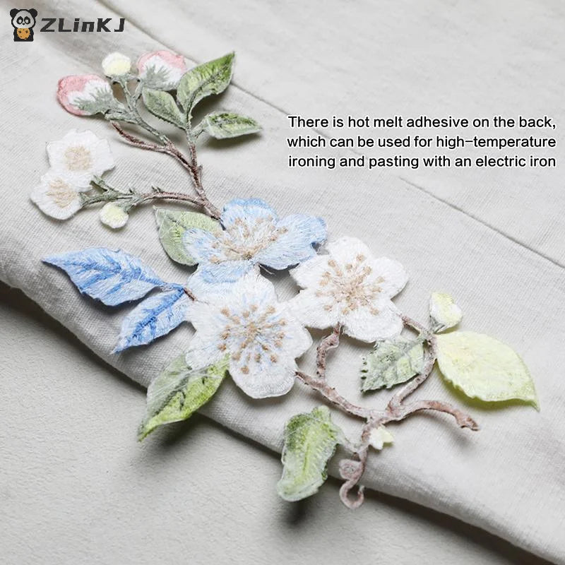 ▶1Pcs Jacket Jeans Craft Accessories Flower Embroidery Patch Iron On Elegant Patches For Clothes Bags DIY Embroidered Stickers Zpaxo