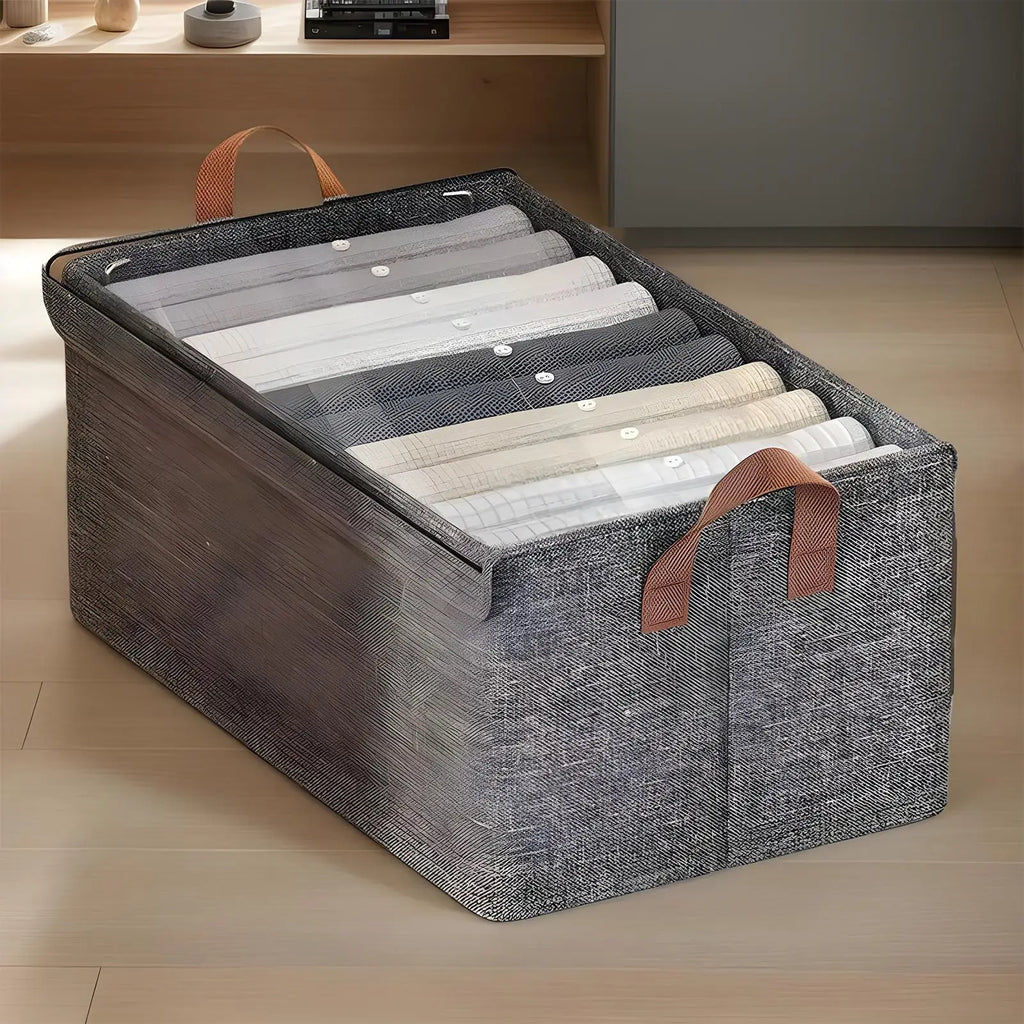 Under Bed Storage Clear Lid Fabric Underbed Bag Clothes Bins Handles