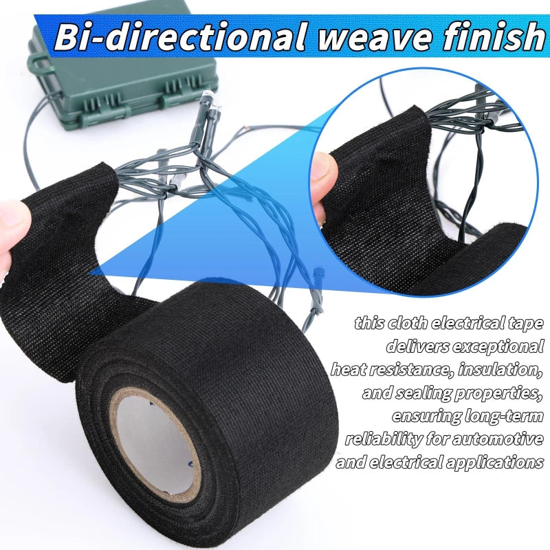 Heat-Resistant Wear-Resistant Car Electrical Fabric Tape Waterproof Soundproof Fabric Tape for Long-Lasting Wire Protection Zpaxo