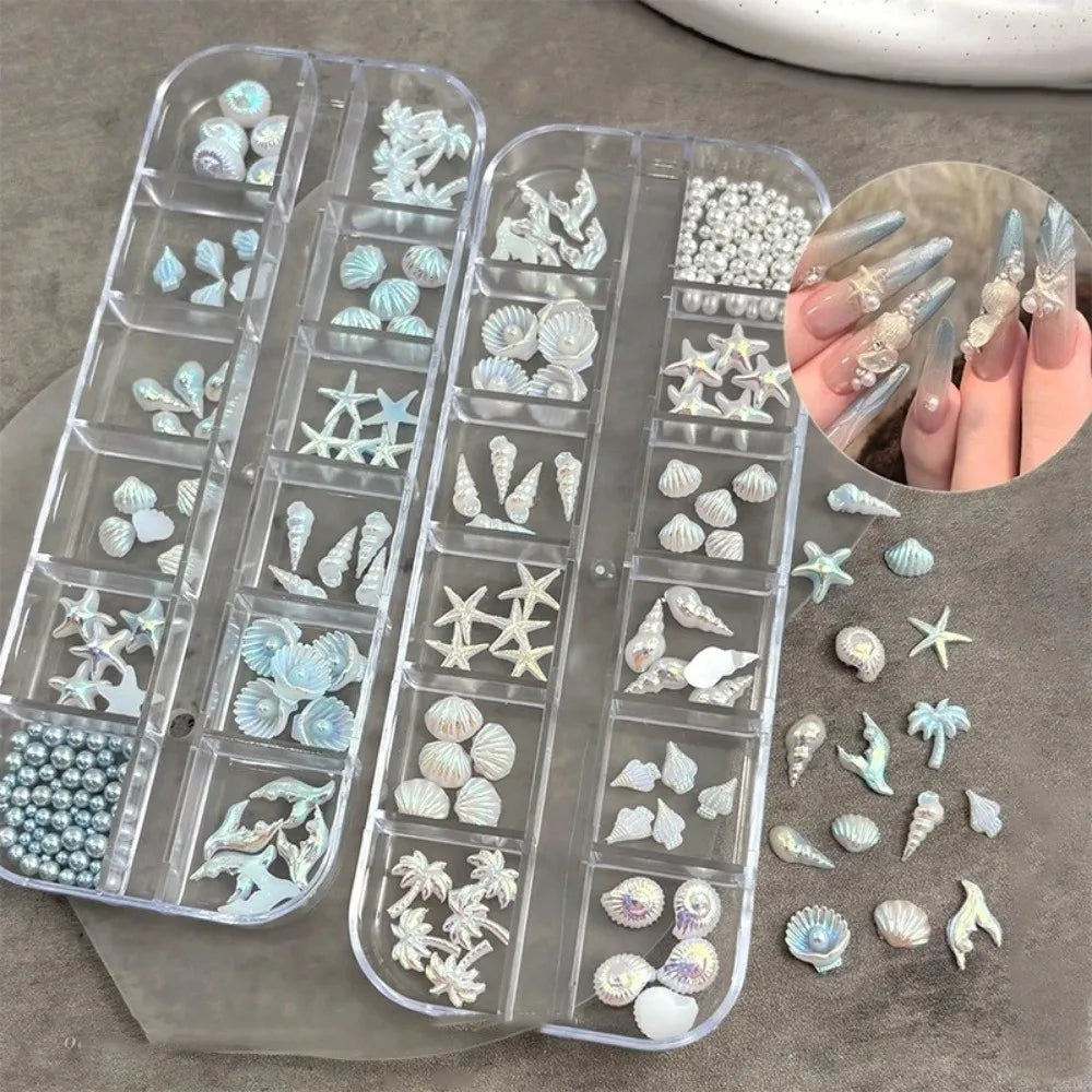 Self-adhesive Nail Art Decorations 12 Grids Box Glitter DIY Zpaxo