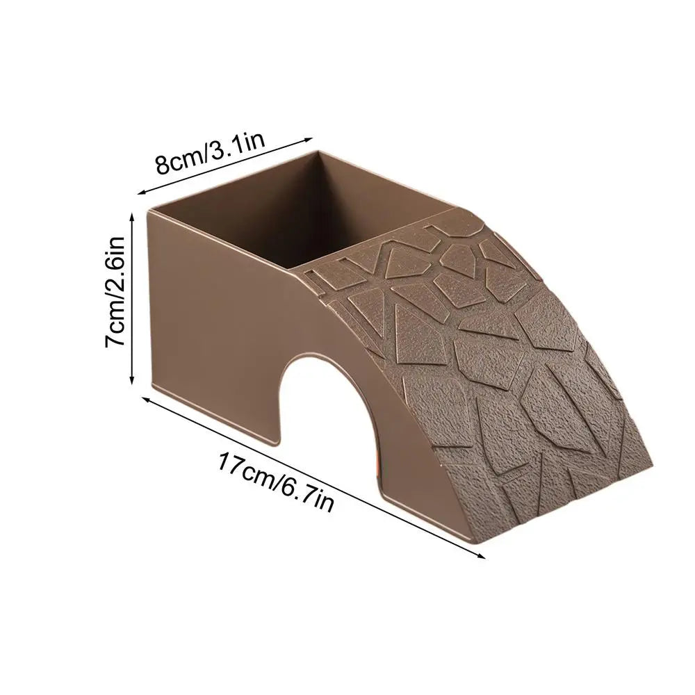 Reptile Cave Hide & Feeder – Gecko, Turtle & Aquarium Hideout Reptile Cave Hideout Zpaxo Brown
