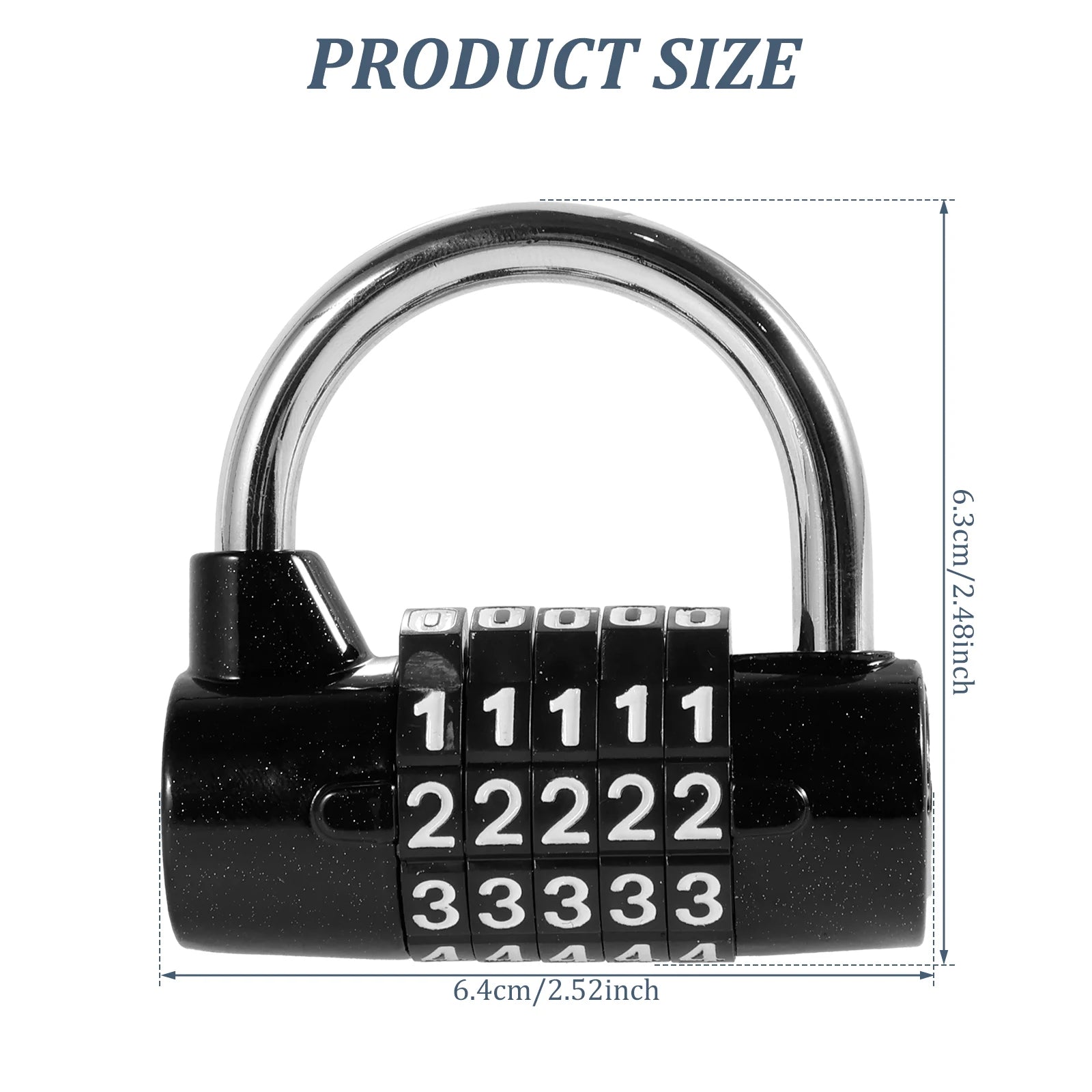Padlock Combination 5 Digit Zinc Alloy 91/ 63mm Door Lock Luggage Cabinet Toolbox Gym Locker for Outdoor Hotel/Office/Safe Case Zpaxo black Small