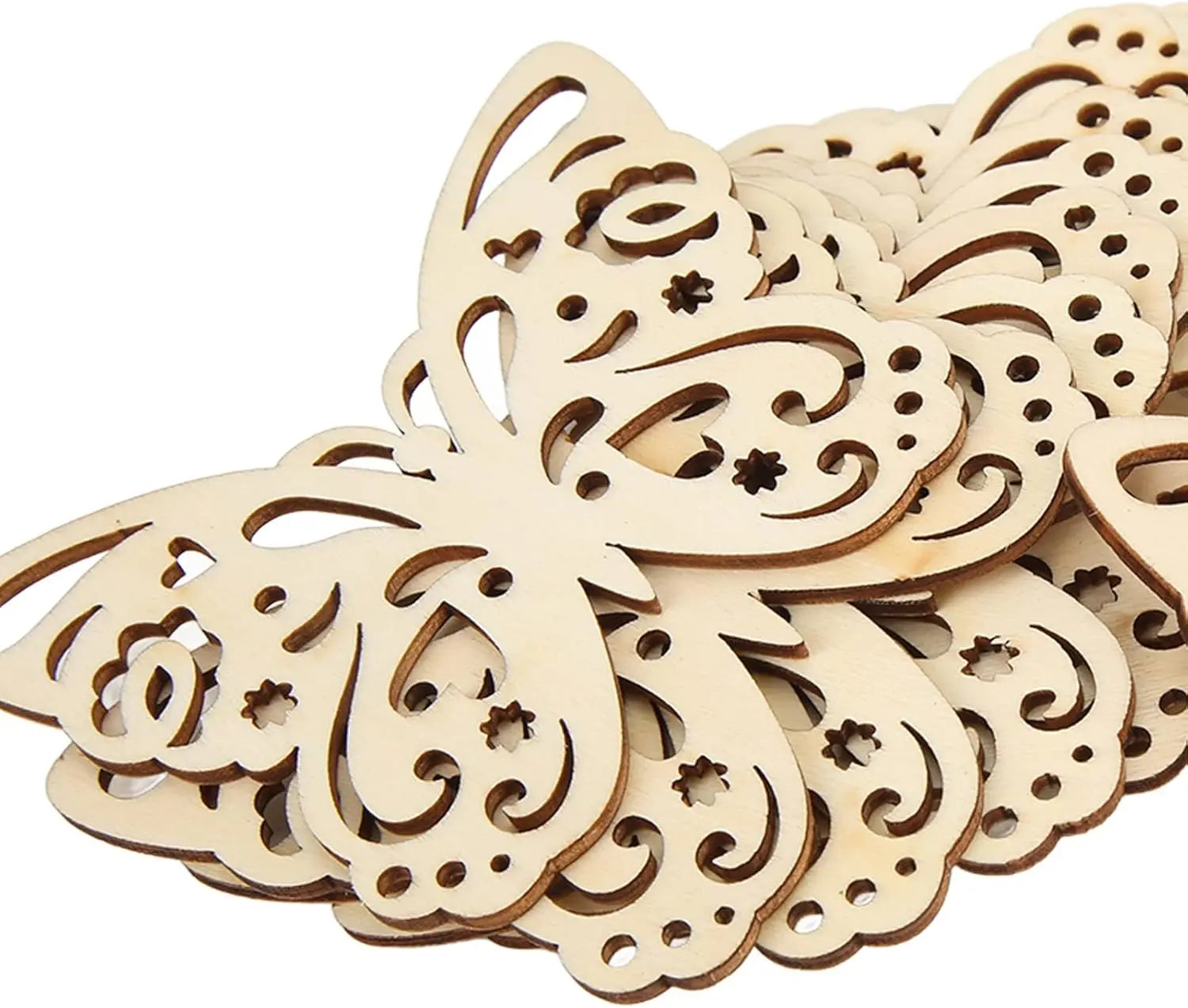 10pcs Unfinished Wooden Butterfly Blank, Wood Cutouts Hollow Butterfly Shaped Ornaments for DIY Art Crafts Home Decorations Zpaxo