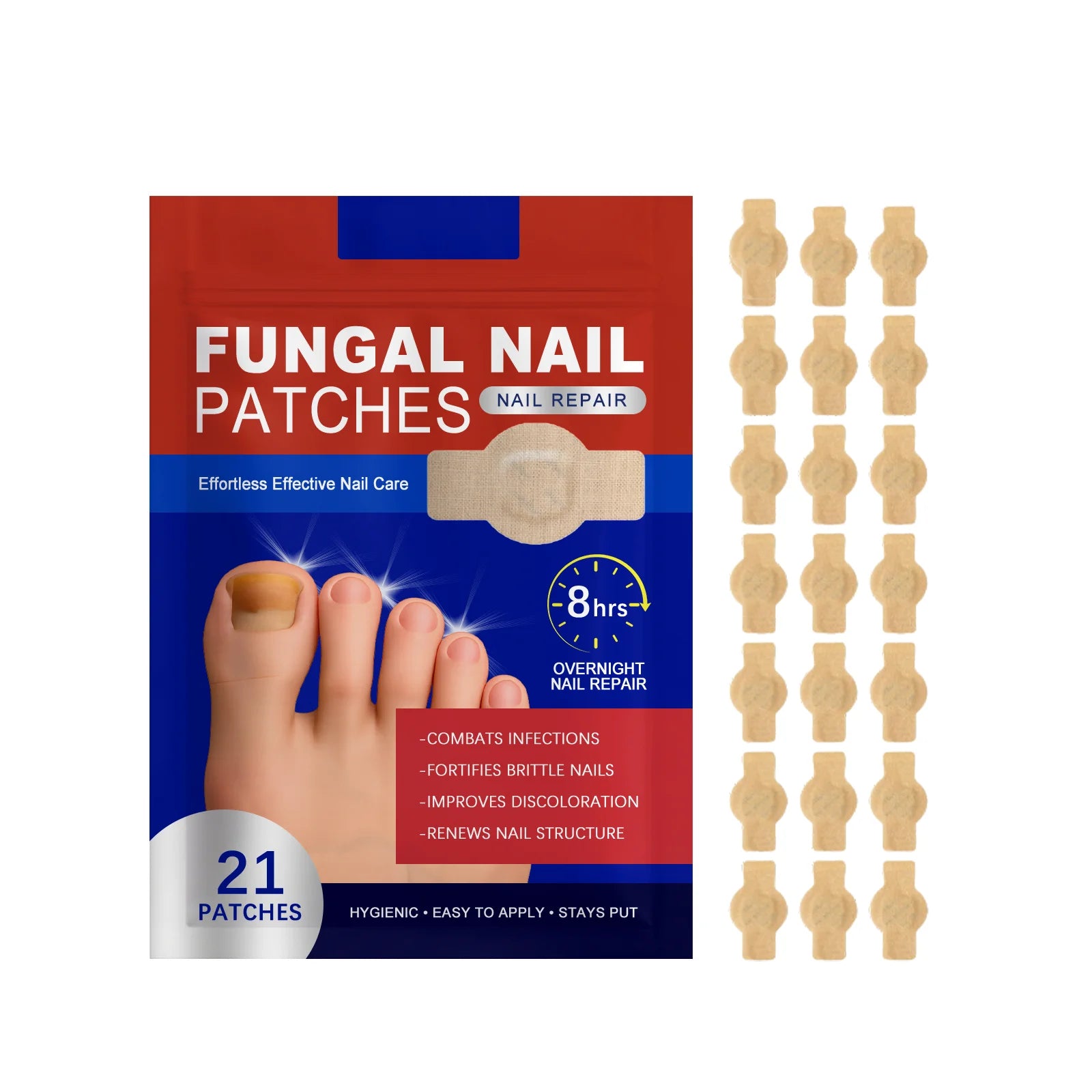 21pc Fungal Nail Repair Patches – Ingrown & Damaged Nail Care Nail Care Patch Zpaxo 21 Patches boxed