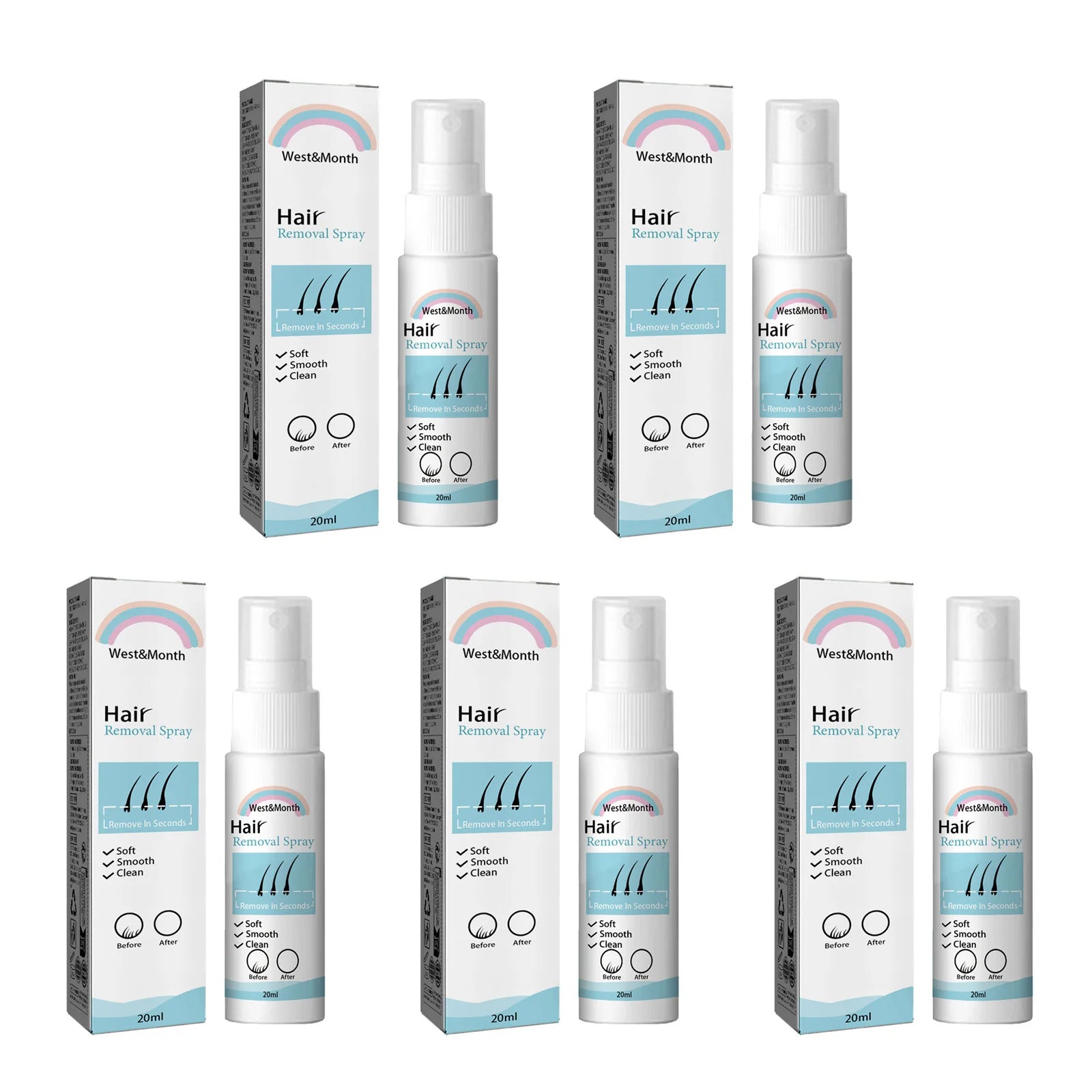 Natural Painless Hair Removal Spray – Hair Growth Inhibitor Hair Removal Spray Zpaxo 5 x 20ml Boxed