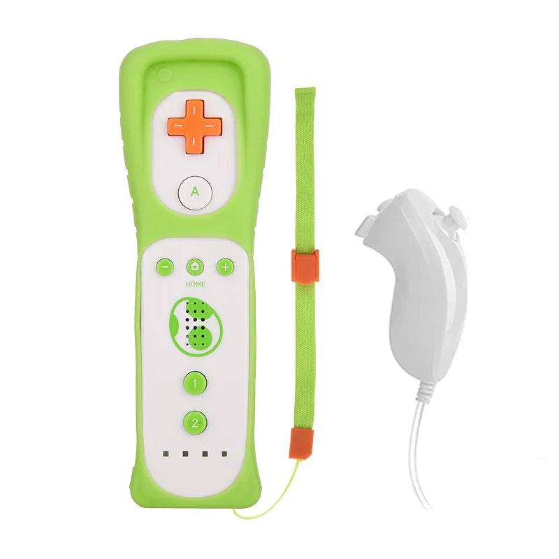 1 Pair Nunchuck Controller Motion Remote Wii Gamepad Nintendo Games Zpaxo Green white