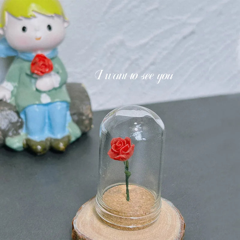 Rose Under Glass Cloche – 1:12 Miniature Dollhouse & Fairy Garden