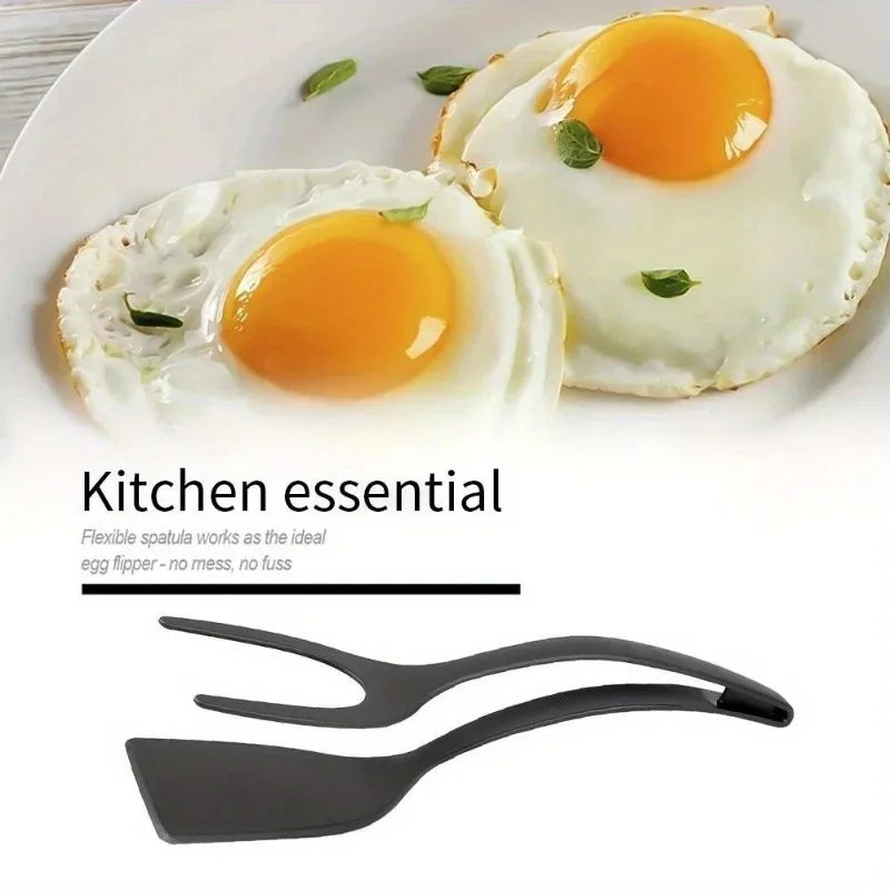 1 Shovel Clip Silicone Grip Flip Tongs Egg Steak Spatula Pancake