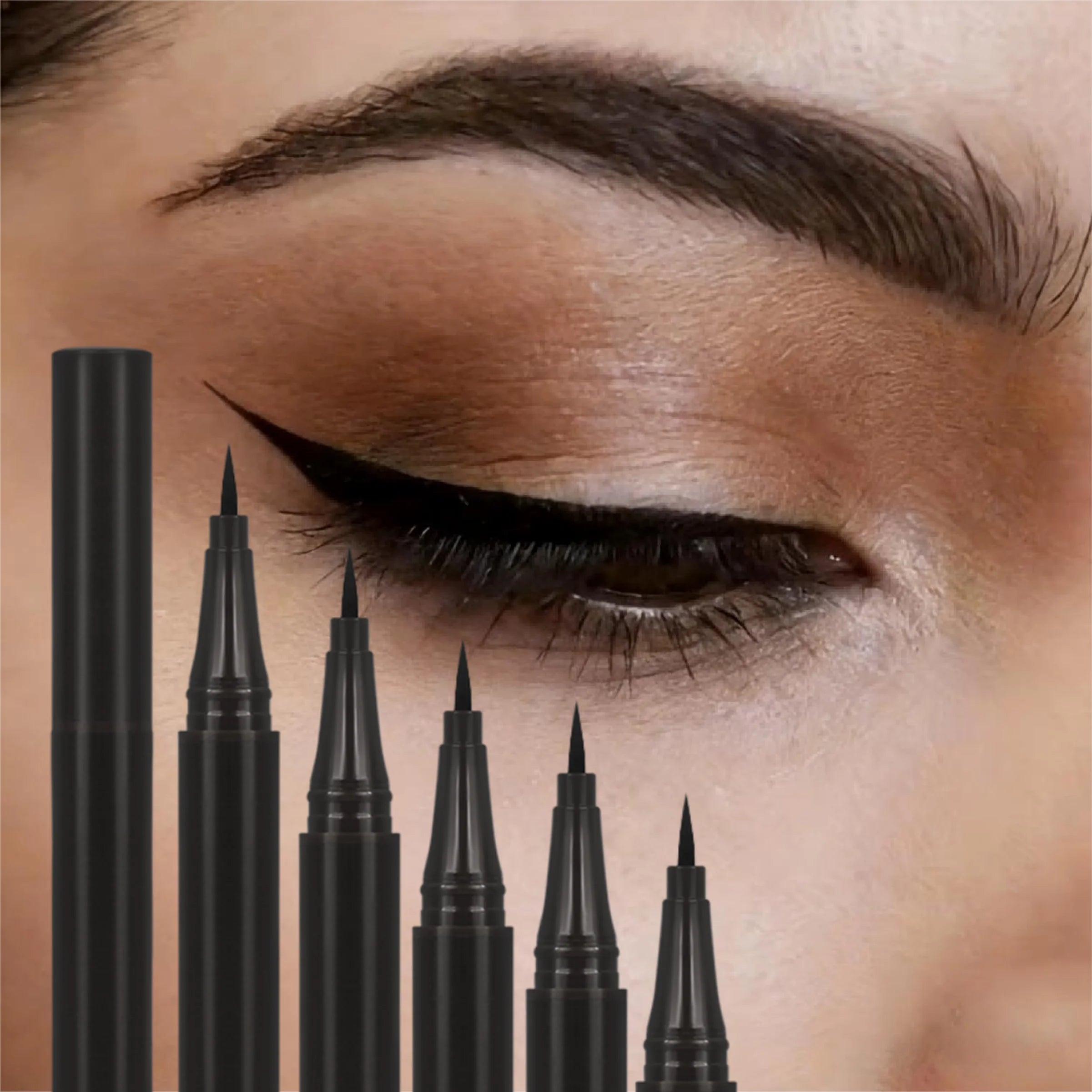5PCS Long-Lasting Waterproof Liquid Eyeliner- Jet Black/Brown, Vegan Formula, Smudge-Proof, Effortlessly Creates a Flawless Look Zpaxo