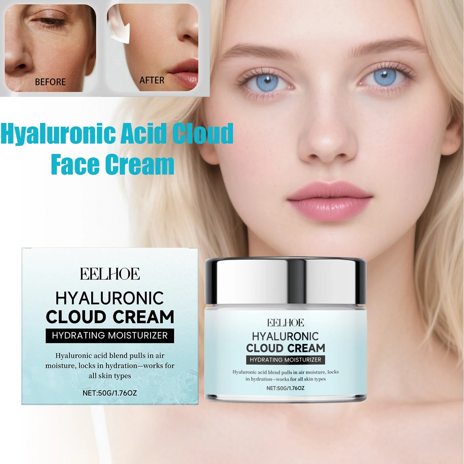 Eelhoe Hyaluronic Cloud Cream – 24H Hydrating Face Primer Hydrating Face Cream Zpaxo