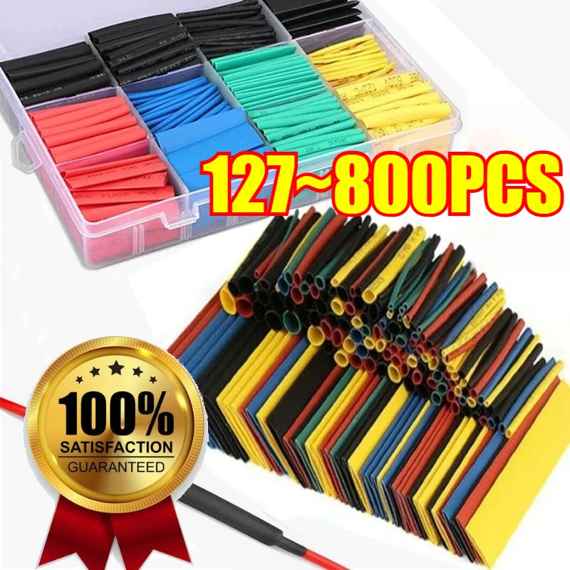 127/164/328/560/650/800PCS Heat Shrink Tube Shrinking Assorted Polyolefin Insulation Sleeving Wire Cable Sleeves Wrap Zpaxo