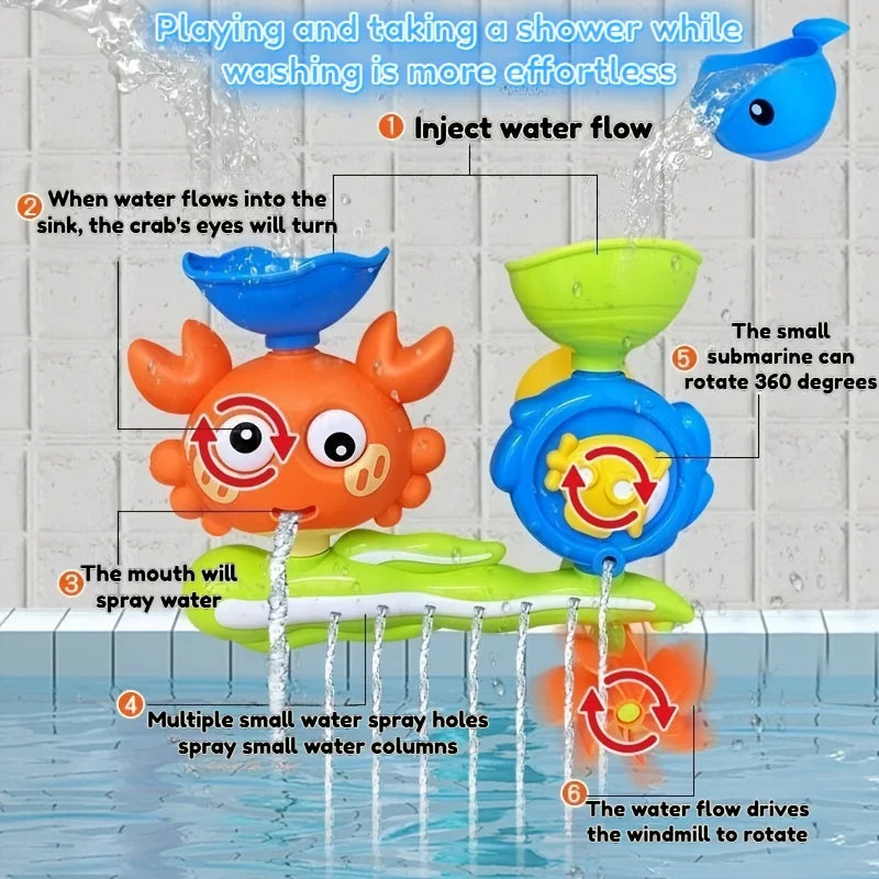 Interactive Bath Toy Rotating Water Wheel Suction Cup Non-toxic ABS