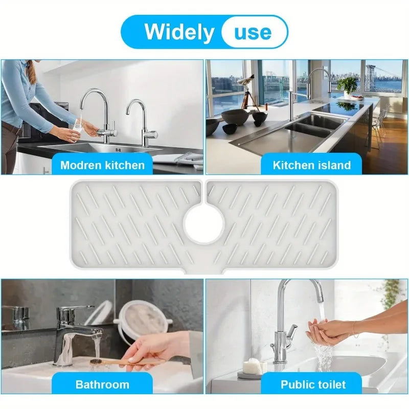 Silicone Faucet Splash Guard Long Water Catcher Mat Kitchen