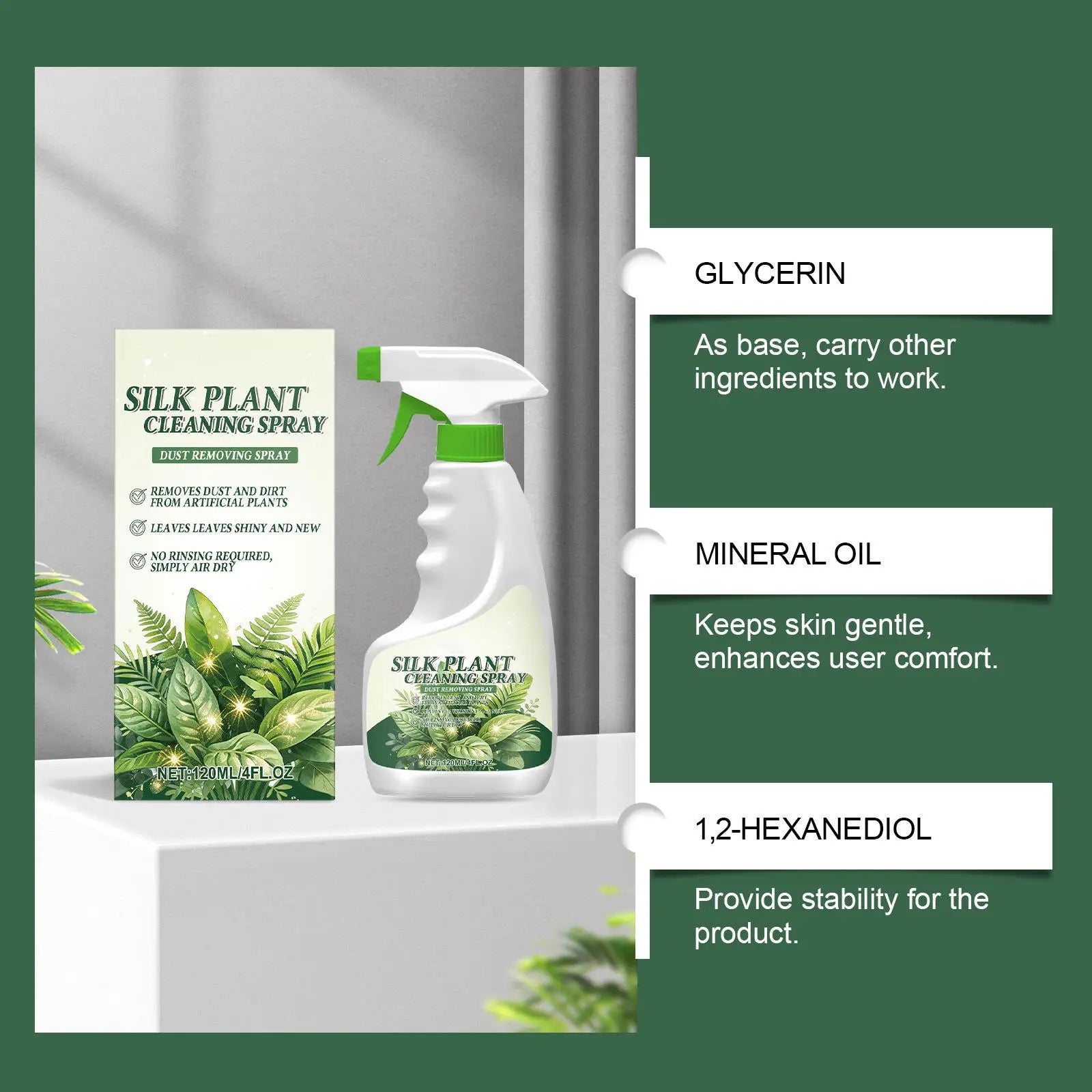 Silk Plant Cleaner Fake Flower Cleaning Spray Faux Dust Remover