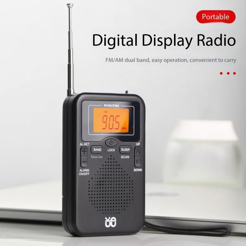 W-206 FM/AM Radio Portable Battery by 2 AA ,Stereo Earphone, LCD Display Digital Alarm Clock sleep,Morning/AM indicator Zpaxo