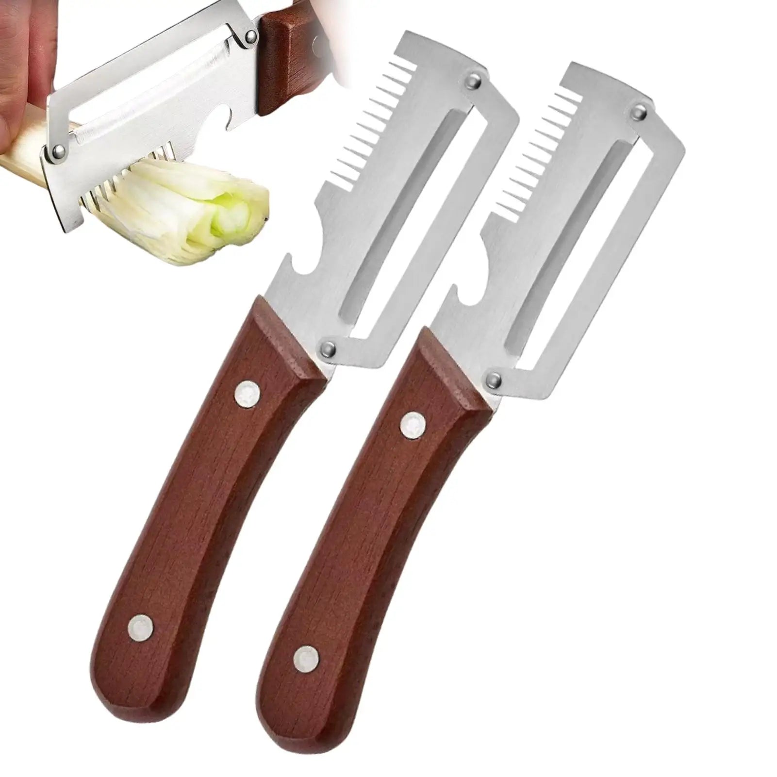 2pcs Stainless Steel Peeler With Wooden Handle Premium Vegetable Peeler Household Fruits Vegetables Scraping Tools Bottle Opener Zpaxo Default Title