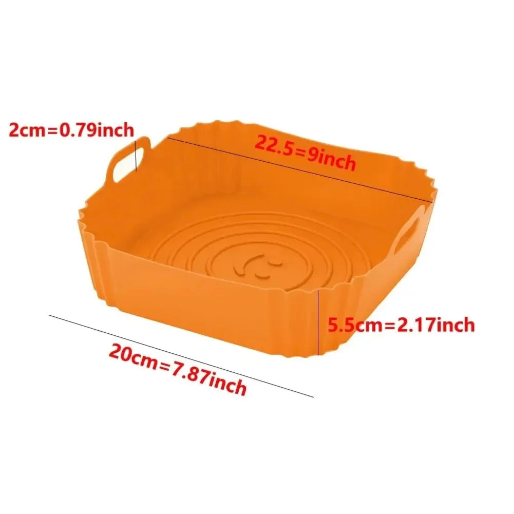 1PC Reusable Airfryer Pan Liner Accessories Silicone Air Fryers Oven Baking Tray Pizza Fried Chicken Airfryer Silicone Basket Zpaxo