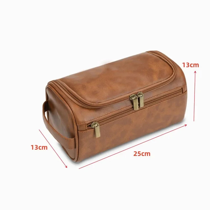 Men's Vintage Hanging Toiletry Bag – Large PU Travel Organizer Hanging Toiletry Bag Zpaxo