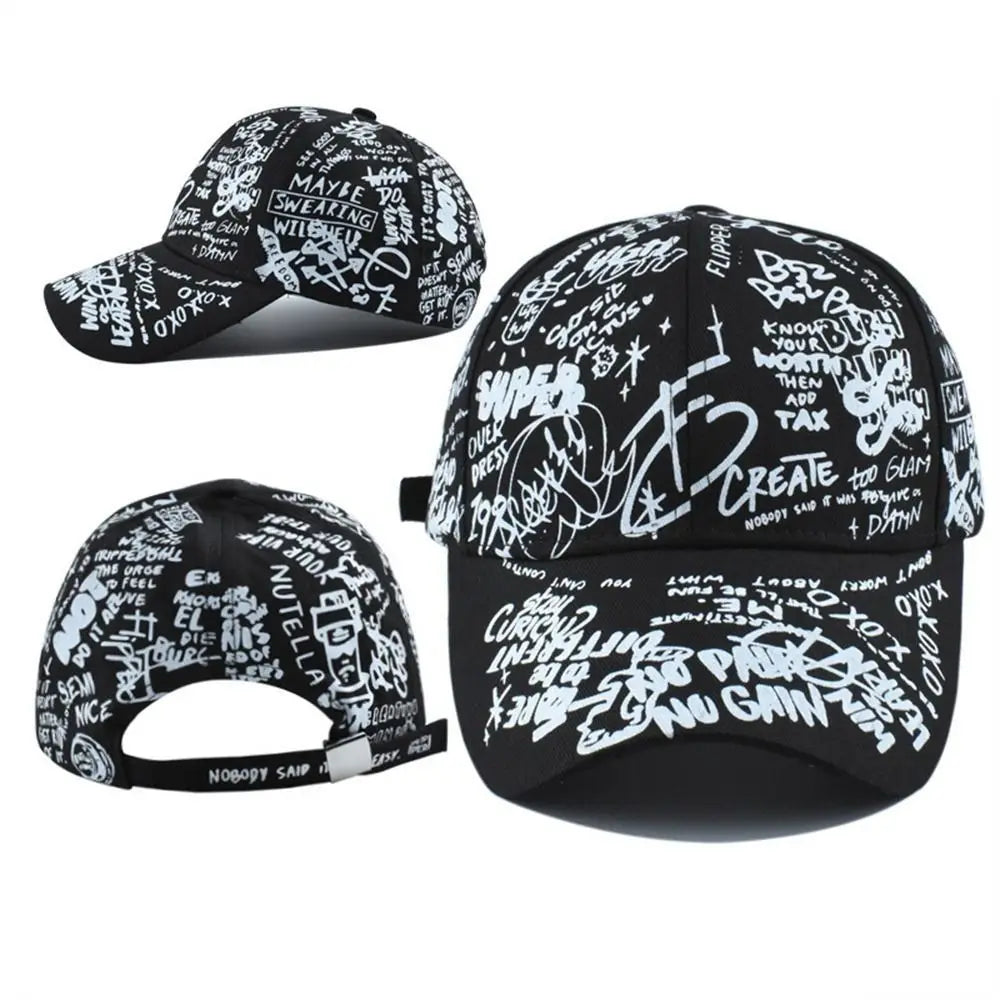 Quick Dry Baseball Caps UV Protection Letter Geometry Printing Snapback Hat Colorful Graffiti Print Hip Hop Sun Visor Cap Zpaxo