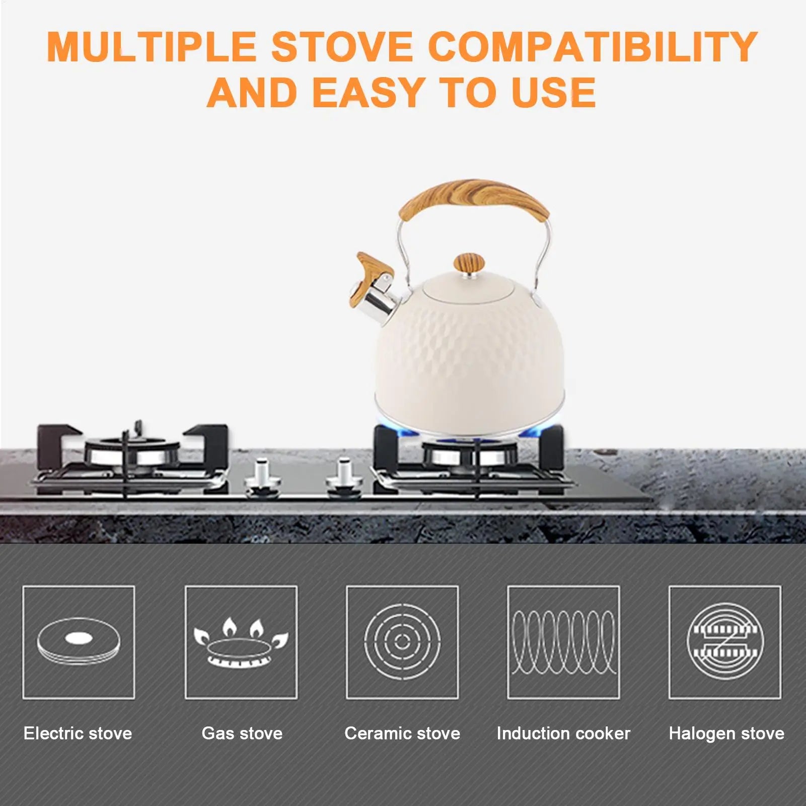 Tea Kettles Whistling Induction Kettle Stove Stainless Steel Pot