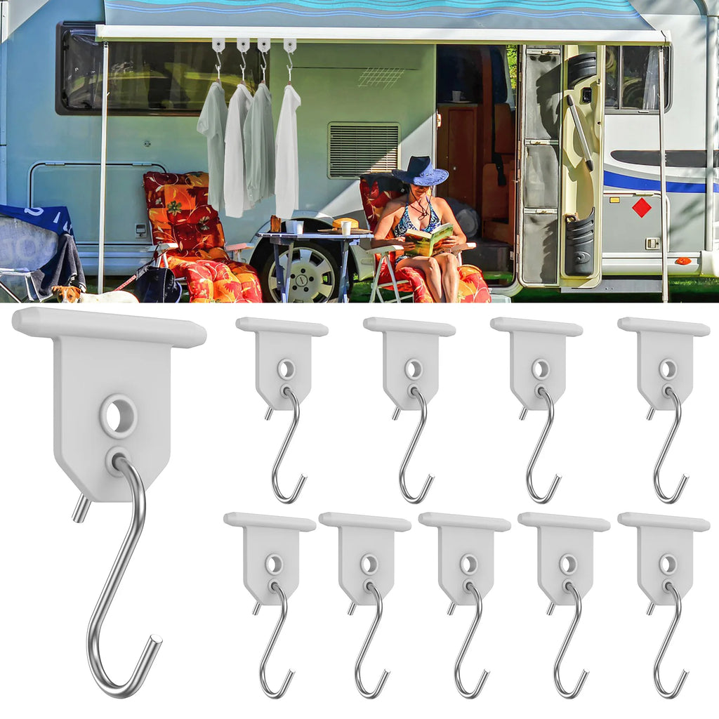 10Pcs Sturdy Awning Hooks for RV S Shaped Camping Awning Hooks Metal Party Light Hangers Hats Outdoor Camper Hanging Accessories Zpaxo