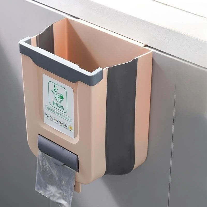 Kitchen Folding Trash Can Wall Mounted Trash Can Kitchen Cabinet Door Mounted Trash Can Folding Trash Can for Vehicles Zpaxo Coffee 10L