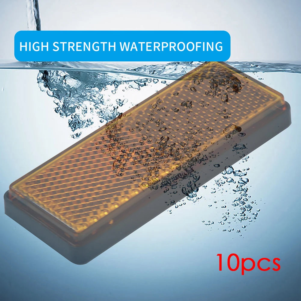 10pcs Orange Adhesive Reflectors Rectangular IP67 Waterproof for Truck Trailer Zpaxo