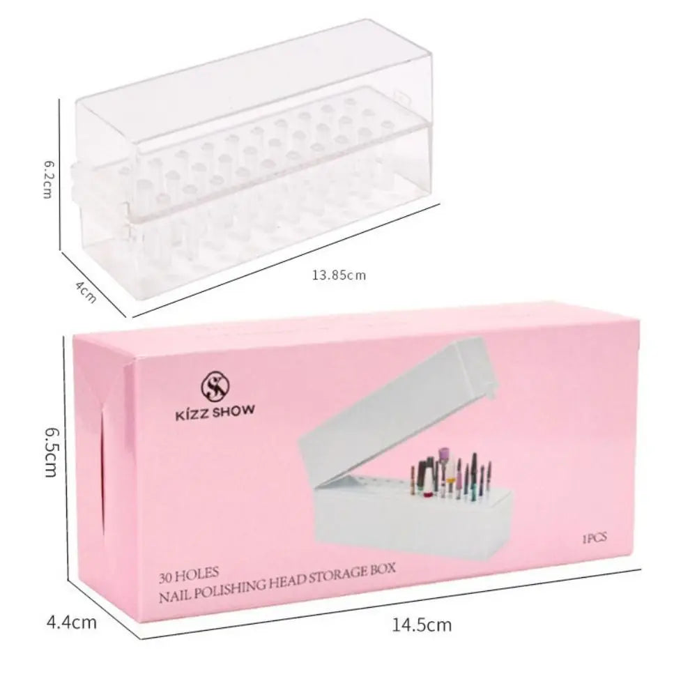 Transparent Nail Drill Bits Storage Box Professional Dustproof Zpaxo