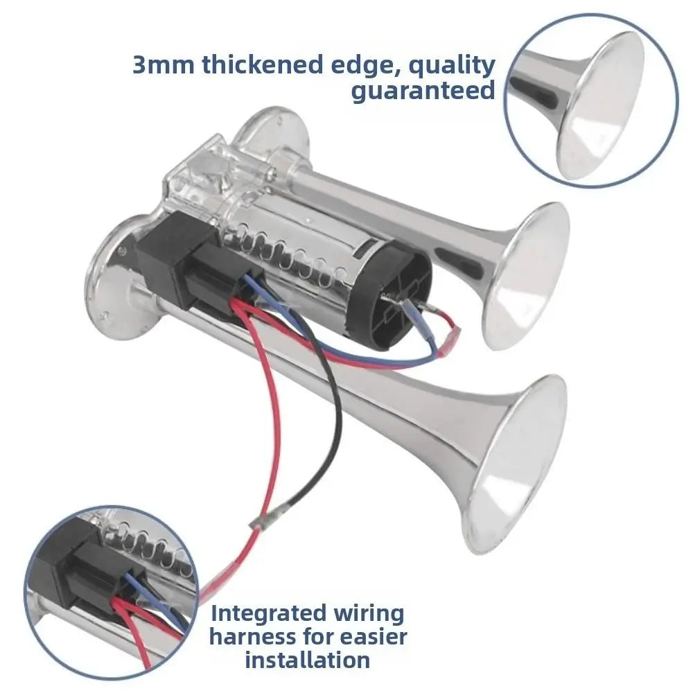Bus Horn 12V 24V Electric 120DB Solenoid Valve Air Dual Trumpets Zpaxo