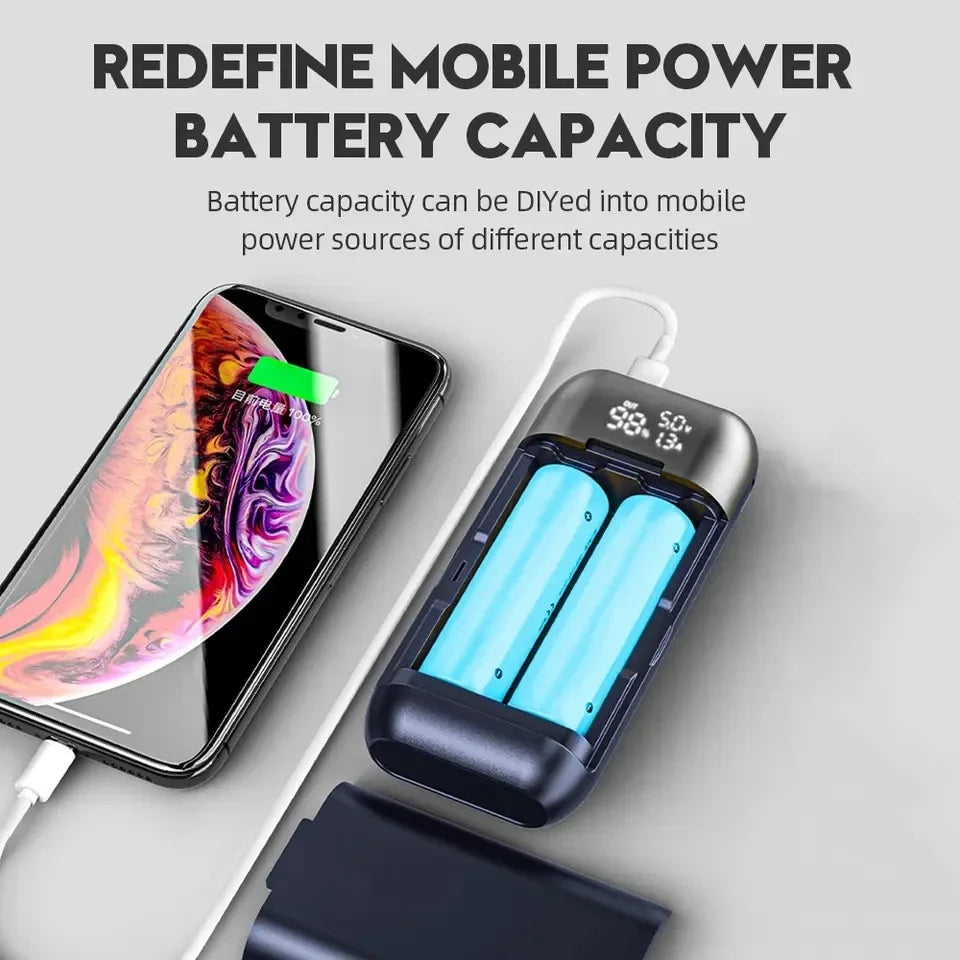 Portable 18650 Battery Charger Case DIY Power Bank Box QC3 0 PD 18W