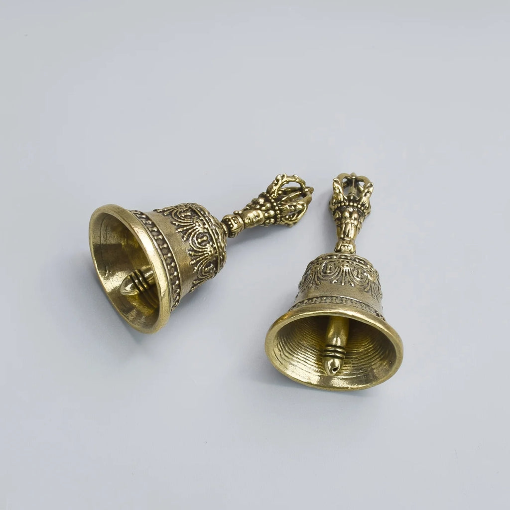 Hand-carved Bronze Bell Hand-held Shaker Clap Handle Soothing Healing Zpaxo