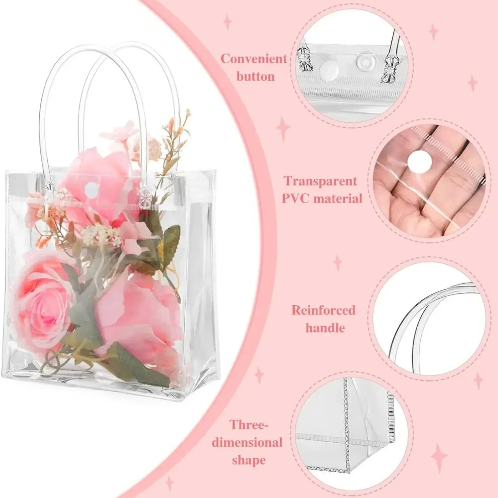 Lot Transparent Soft PVC Tote Packaging Bags Hand Loop Clear Plastic