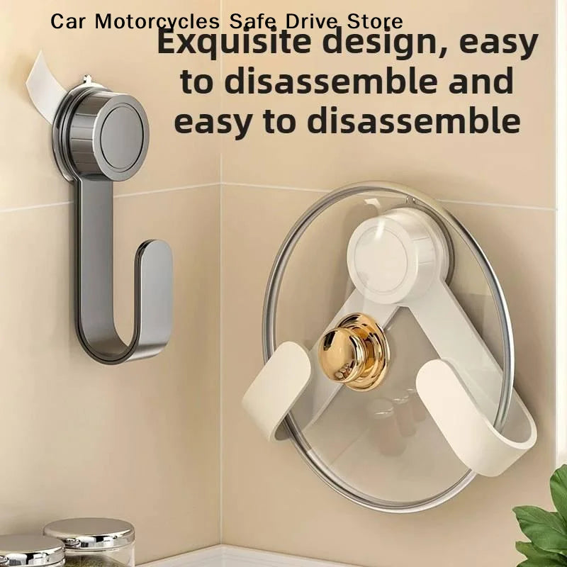 No Drill Suction Cup Rotating Kitchen Organizer Wall-mounted Pot Lid