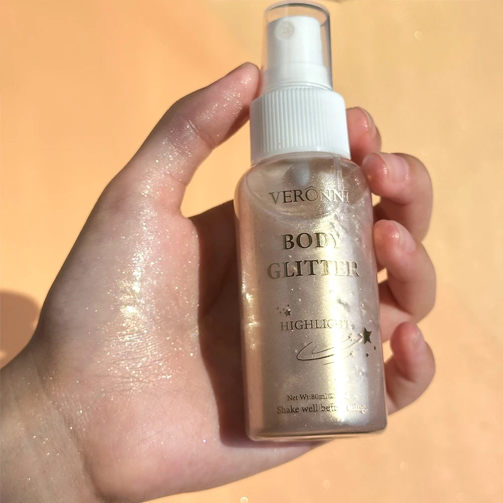 Body Shimmer Oil,Body Liquid Highlighter Facial Contour Brightening Makeup,Illuminating Liquid Highlighter for Face Body Hair Zpaxo