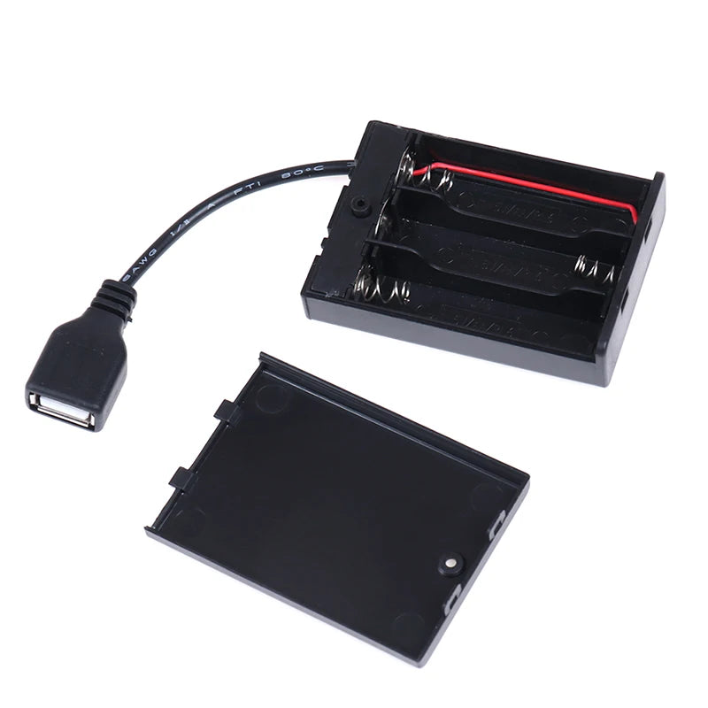 3×AA Battery Box USB Power Supply for LED Strip Lights DC 4.5V Battery Holder Box Zpaxo