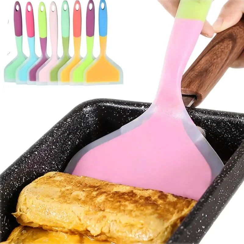 1PCS Random Color Silicone Kitchen Ware Cooking Utensils Spatula Beef Meat Egg Kitchen Scraper Wide Pizza Cooking Tools Shovel Zpaxo Colour mixture